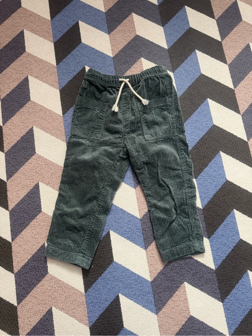 H&M Dark Green Corduroy Drawstring Kids Pants